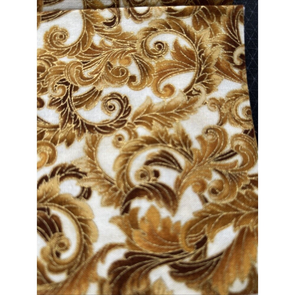 Peggy Toole Robert Kaufman Cotton Quilting Fabric Florentine Gold Scroll